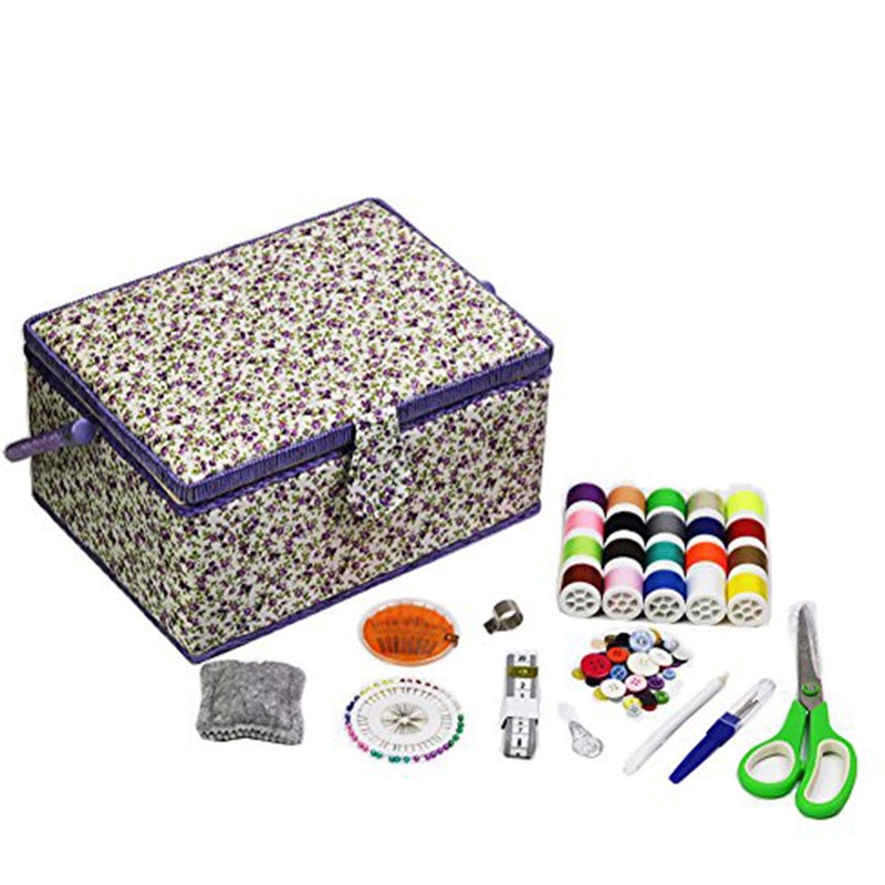 Flrhsjx Large Sewing Basket with Accessories, Sewing Organizer Box for Sewing Supplies and DIY Crafting Tools Storage, Sewing Kit Tools for Sewing Mending - Image 3